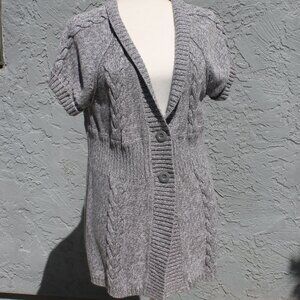KENNETH COLE REACTION Cardigan Knit Sweater Woman Size XL Gray Button Front S/S
